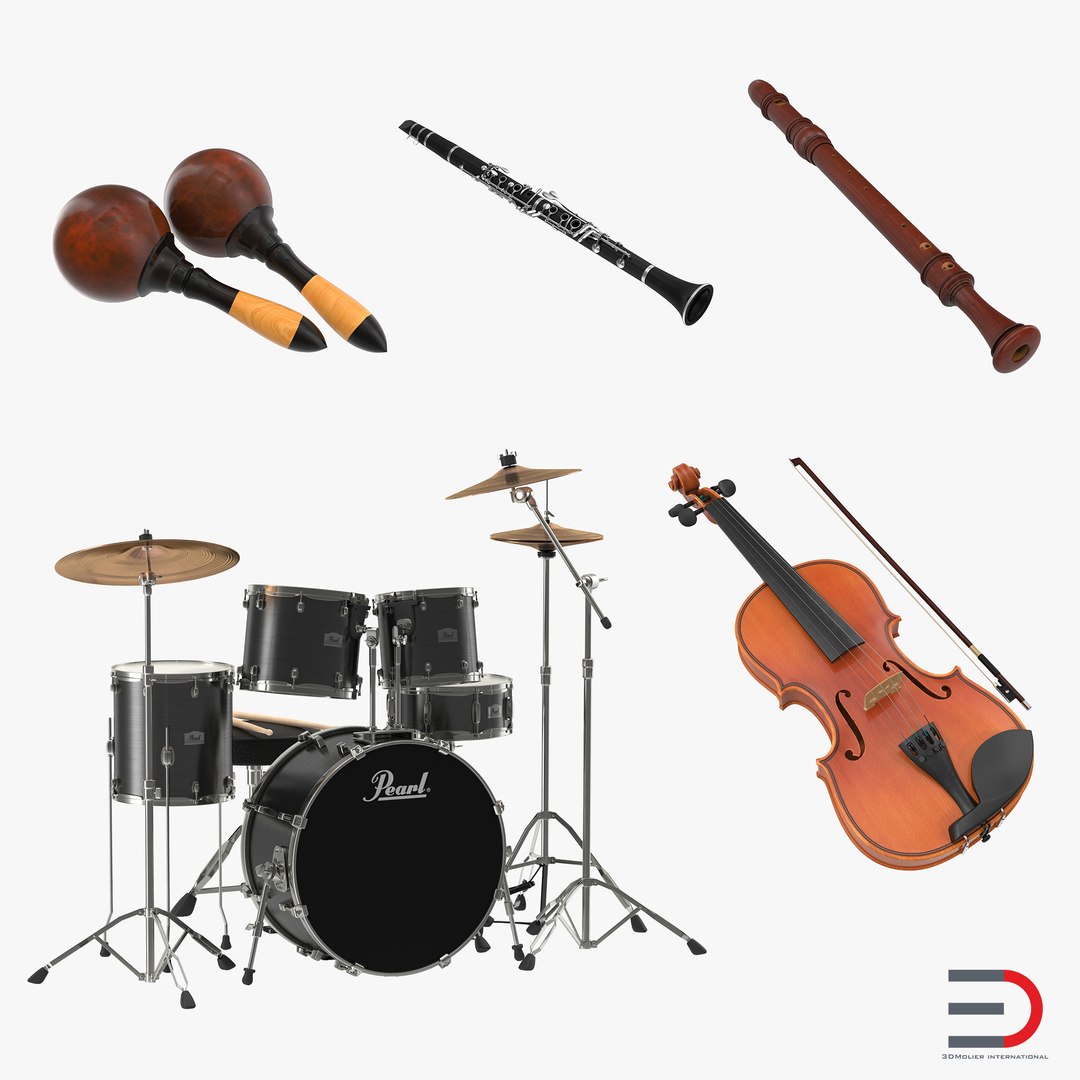 Musical Instruments 3D Models Collection 3D model preview