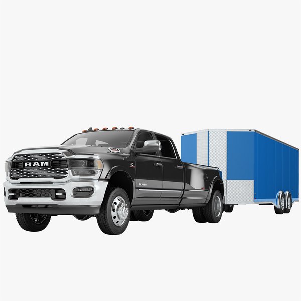modelo 3d Dodge Ram 3500 HD 2021 Car Hauler Trailer 01 - TurboSquid 2107794