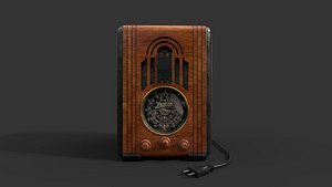 3D Wooden Older Radio PBR Radio cabinet