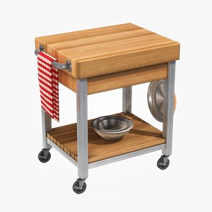 kitchen cutting block cart 3D