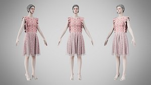 3D model Dress 20 Crimson Bloom Lattice