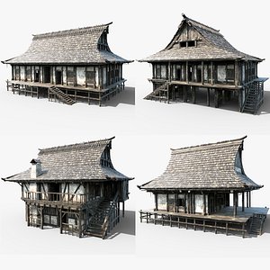 JAPAN CHINESE FEUDAL HOUSE DOJO HUT SAMURAI NINJA COLLECTION AAA 3D model