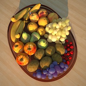 3d fruits bowl model