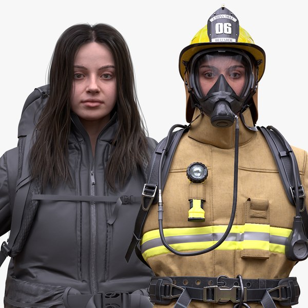 Woman Firefighter and Hiking Collection model
