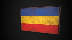Old Picture Frame With Mecklenburg Schwerin  Flag - Game Ready PBR Low-poly 3D Model 3D model