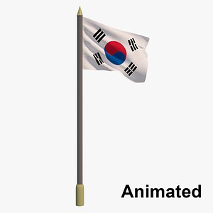 3D model flag south korea -