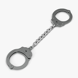 handcuffs short chain black metal 3d model