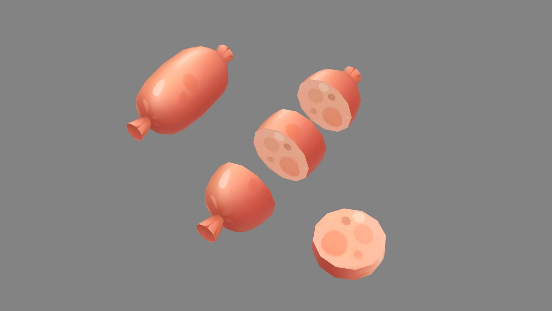 Cartoon Ham Sausage Chicken Sausage 3D model TurboSquid 1926445