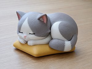 Sleeping Cute Kitten  3D Printable STL for Resin  FDM