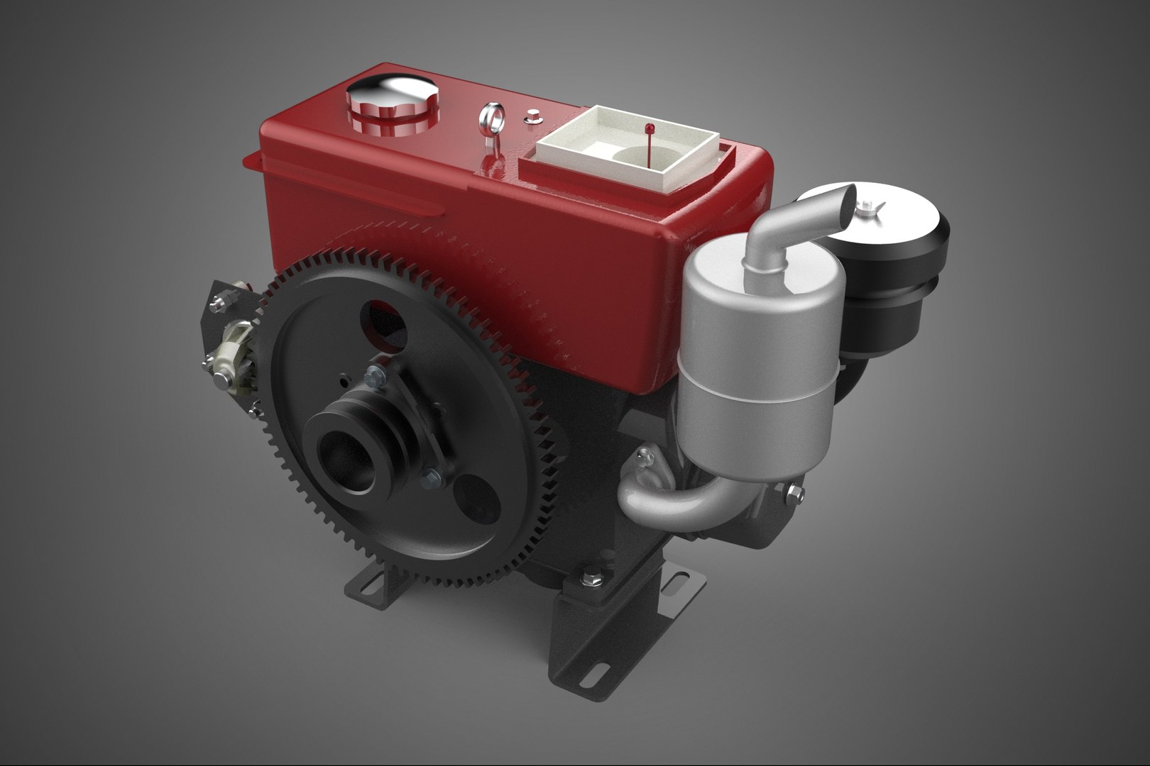 COMPACT DIESEL ENGINE AUTO ELECTRIC SELF STARTER MOTOR FLYWHEEL 3D ...