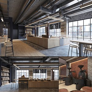 Coffee Roastery Shop Interior 3D model