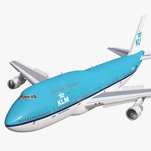 Boeing 747-300 KLM Rigged 3D Model