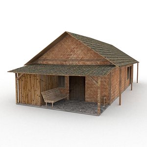 3D model Old Bamboo Wooden House
