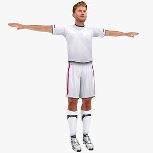 3d model realistic soccer player rigged