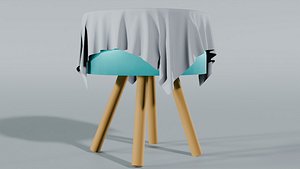 3D Minimalist 3D Table Model with Draped Cloth