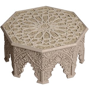 Low Eastern side coffee tea table made carved wood 3D model