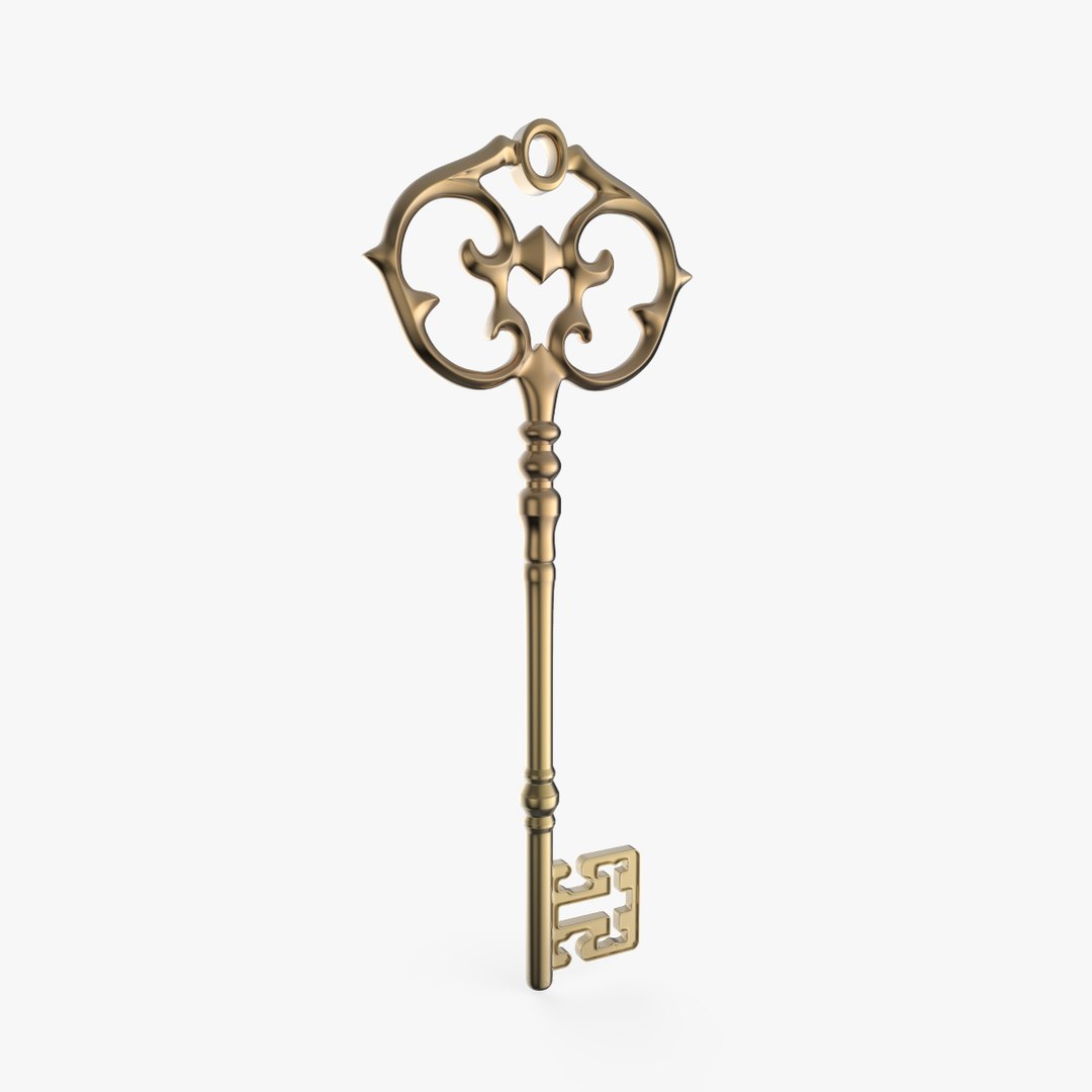 3d model old key antique