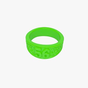 Electric Moss Green Plastic Ring 56 3D Model