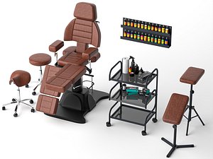 Tattoo Studio Complete Equipment Set 3D Model 3D model