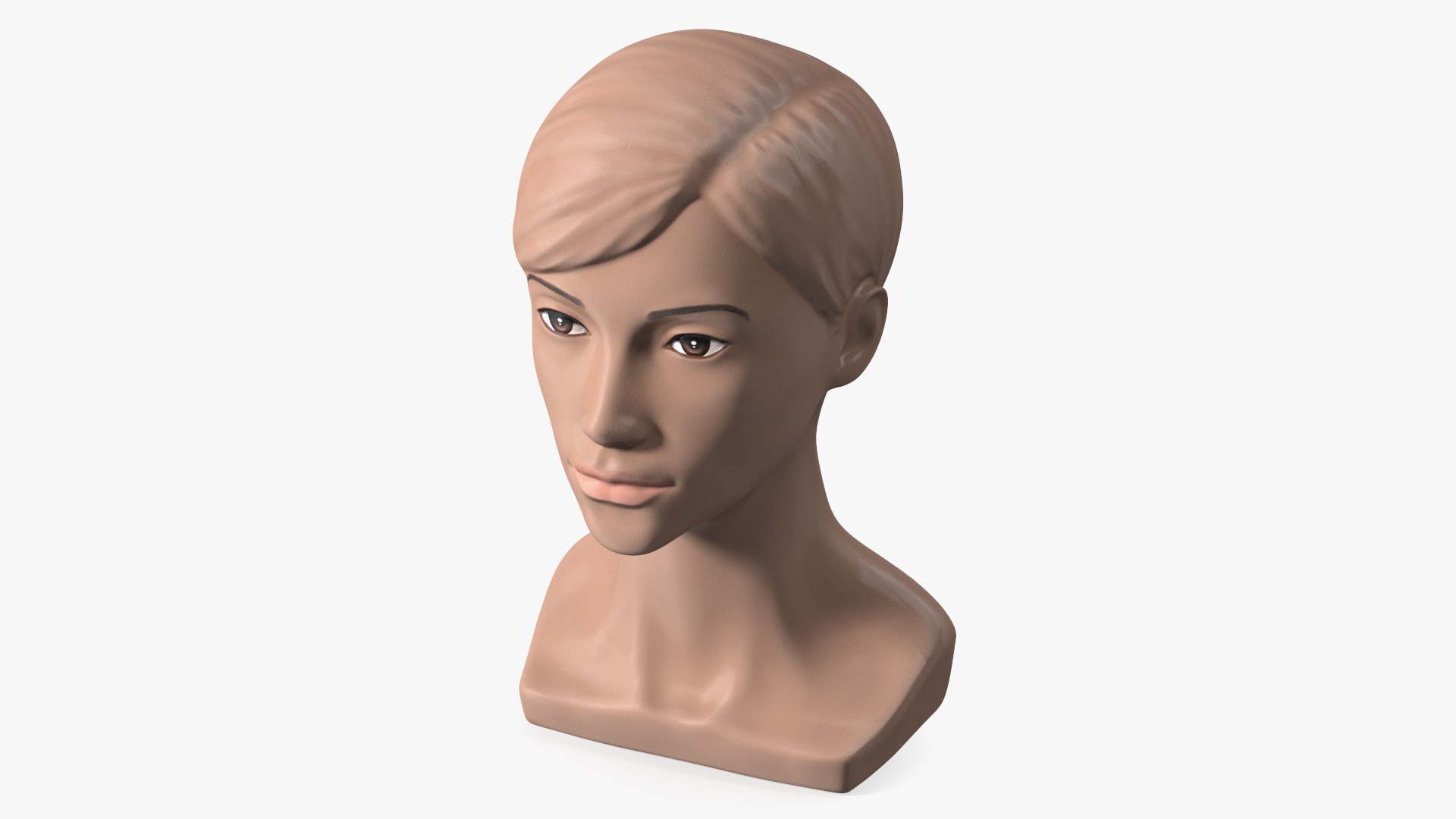 Plastic Female Mannequin Head with Hair 3D model preview