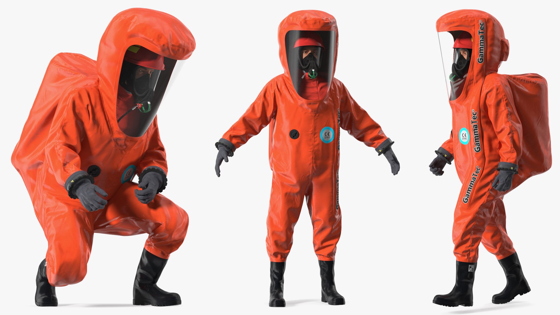 Heavy Duty Chemical Protective Suit Red Rigged for Modo 3D model preview