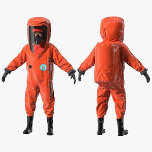 Heavy Duty Chemical Protective Suit Red Rigged for Modo 3D model