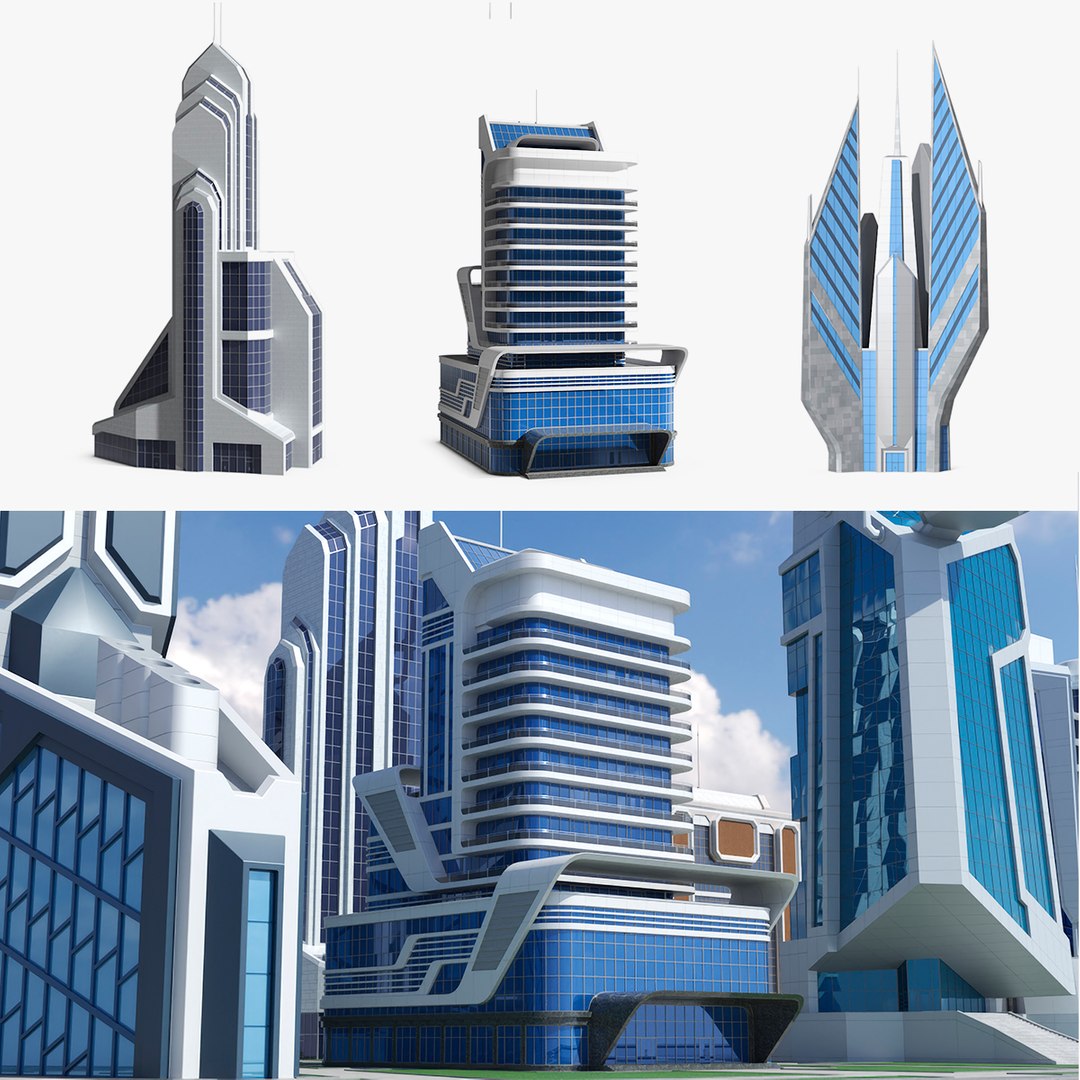 Futuristic Skyscrapers Collection 3D model preview