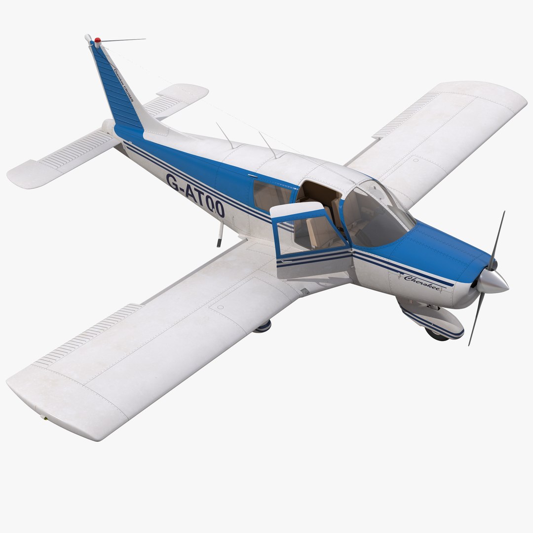 Light Aircraft Piper PA-28 Cherokee Rigged 3 3D Model 3D model preview
