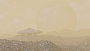 Mars Landscape with Earth and UFO include all assets 3D model