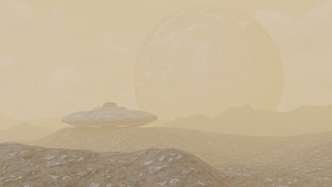 Mars Landscape with Earth and UFO include all assets