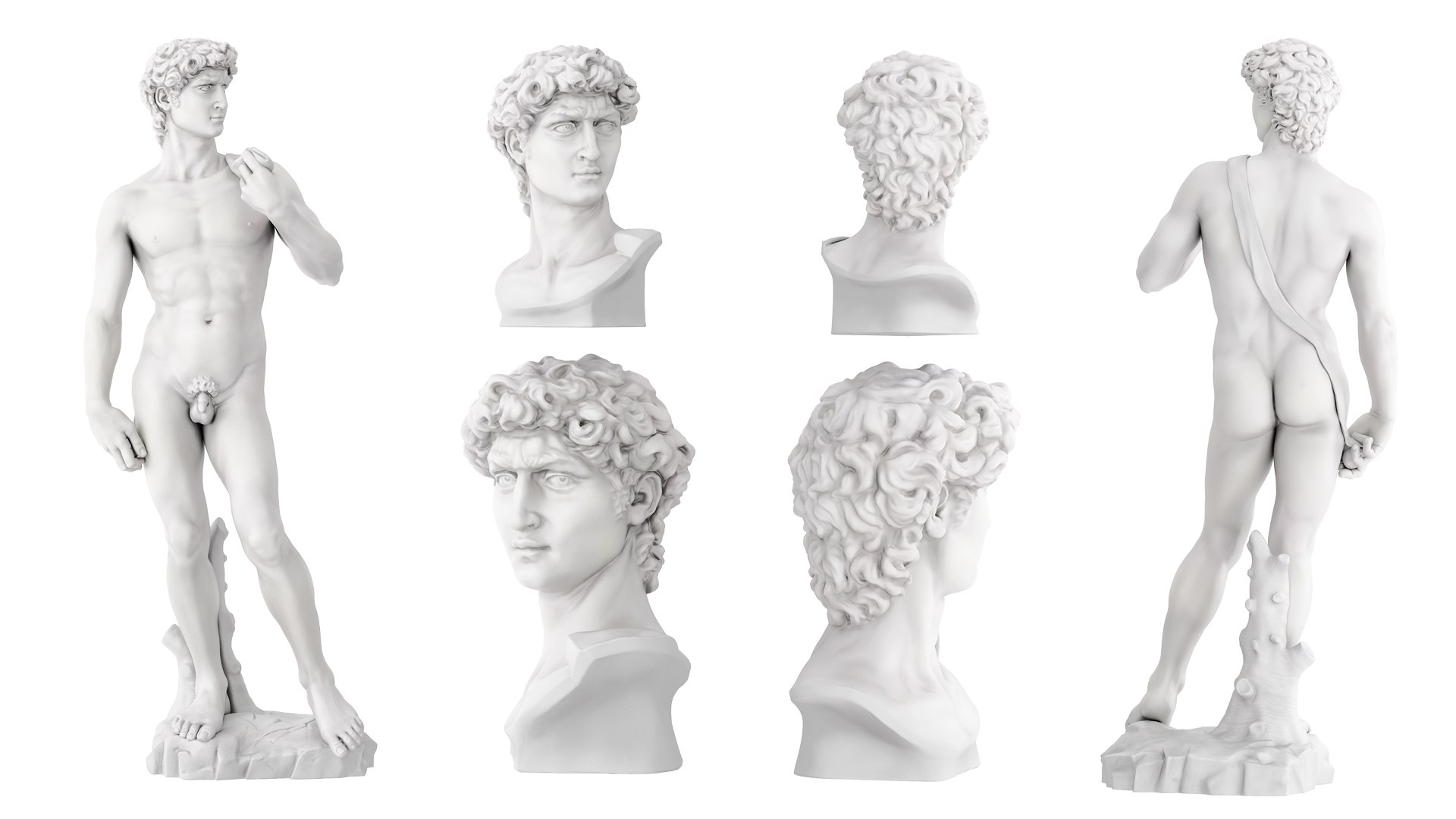3D Statue And Bust Of David - TurboSquid 2136439