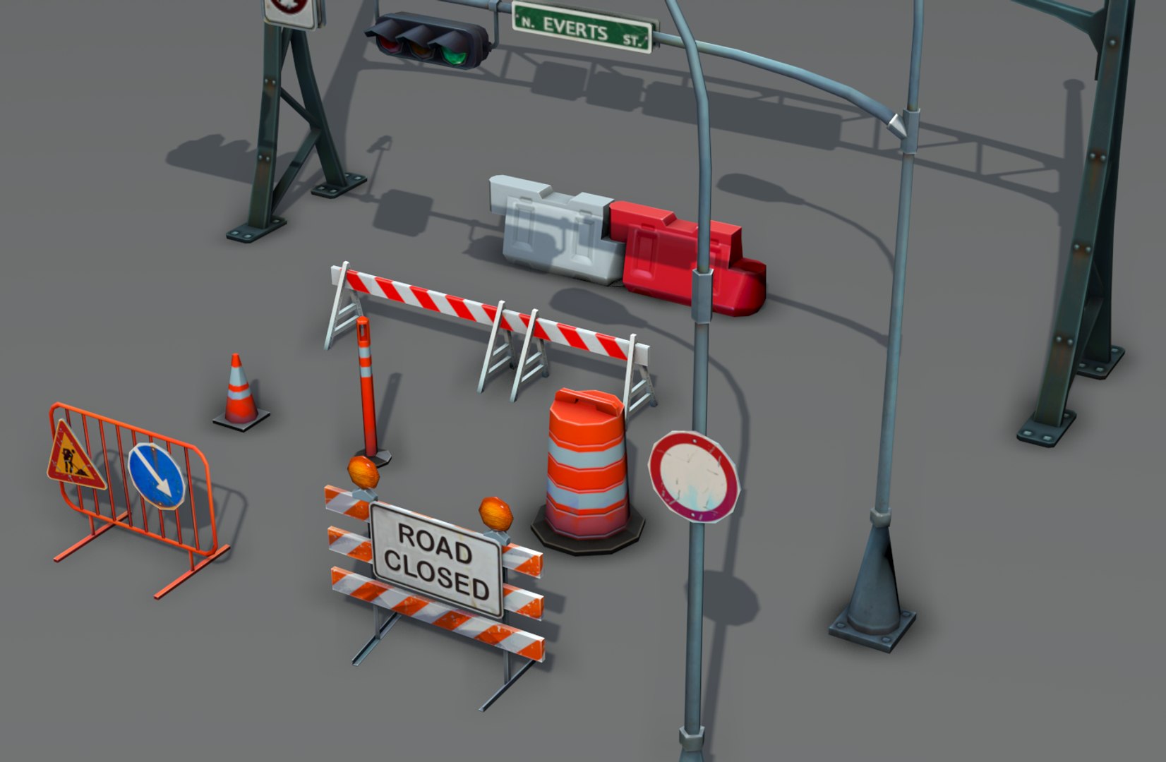 3d Model Road Objects Pack
