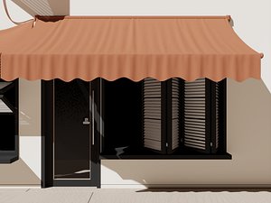 3D Mediterranean Storefront Windows Awnings 3D Model model