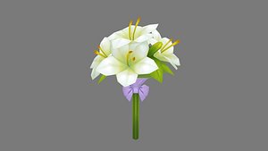 3D Cartoon lily bouquet - Carnation - Holding flowers
