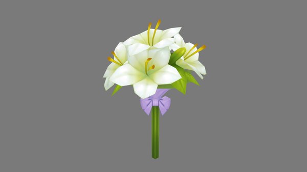 3D Cartoon lily bouquet - Carnation - Holding flowers - TurboSquid 1729941