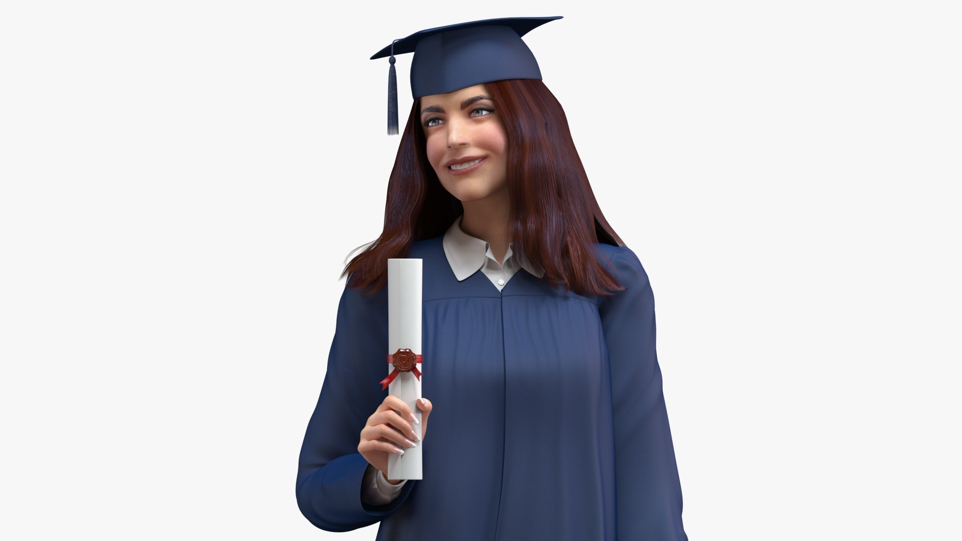 Graduate Student holding Graduate Certificate 3D model preview