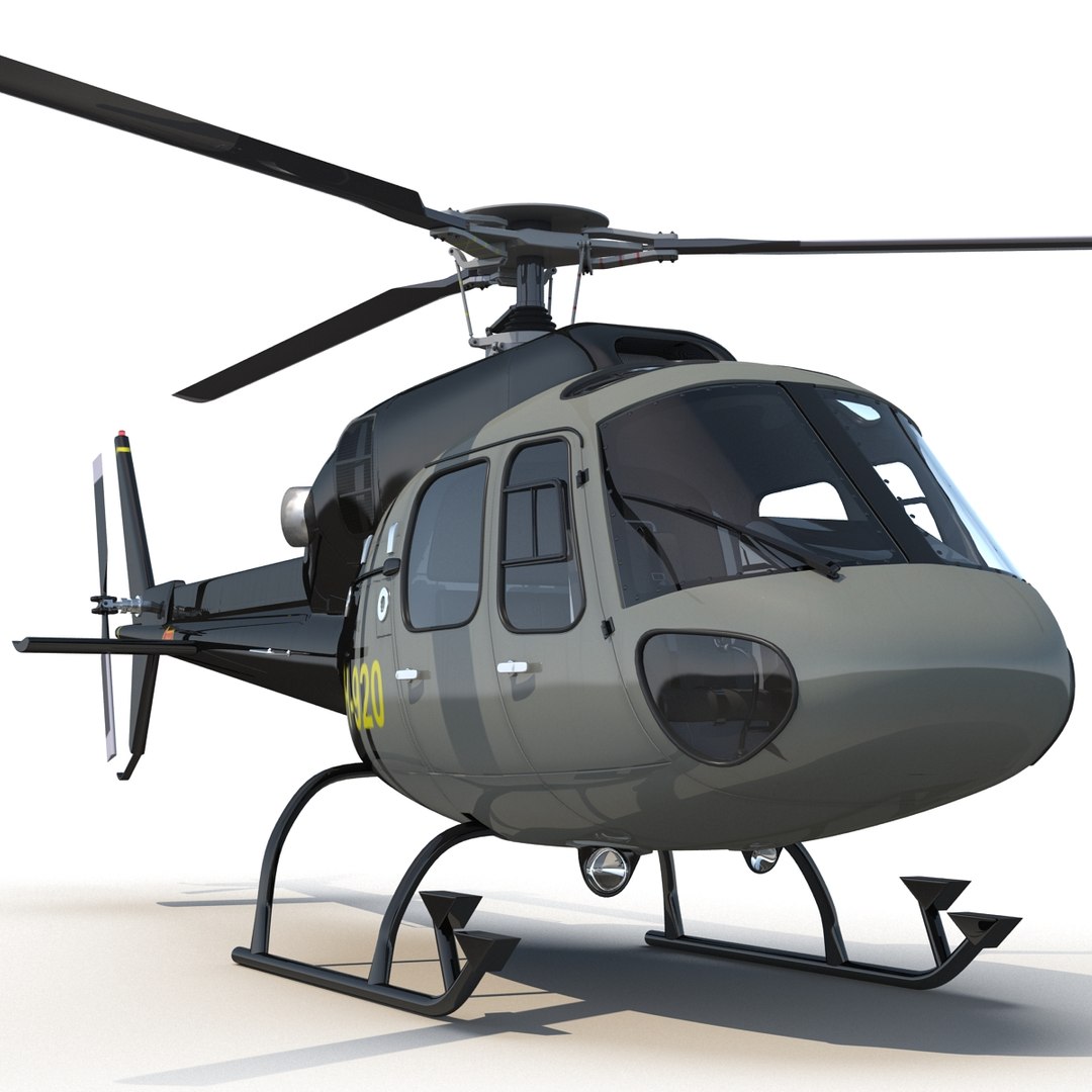 Eurocopter AS355 F Private Helicopter Rigged 3D model preview