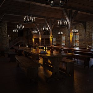 Medieval Tavern 3d Scene 3D model