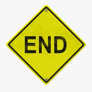 3D warning end road sign