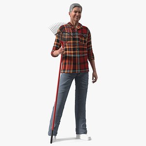 Chinese Elderly Man Home Style Rigged