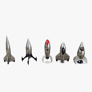 3D model Retro-style rocket collection