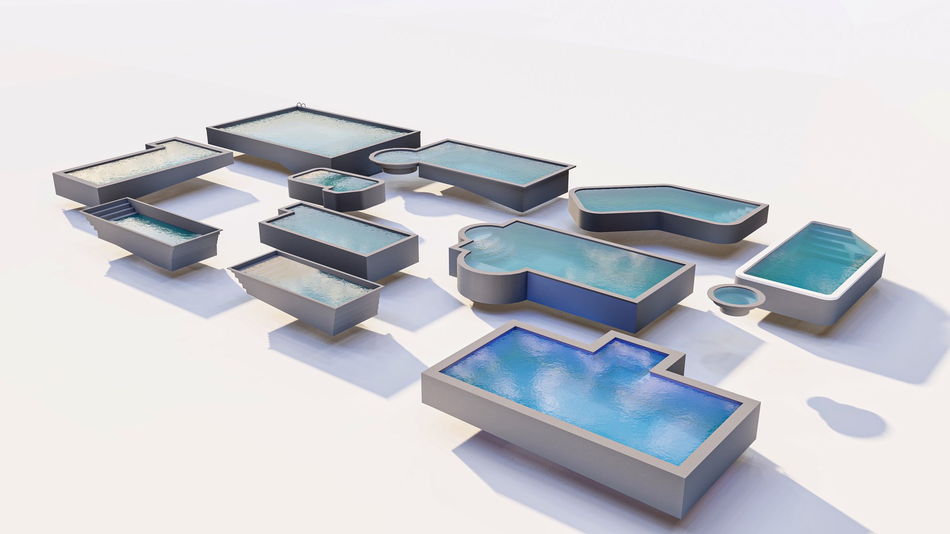 Modern Architectural Swimming Pool 3D Model Collection Model ...