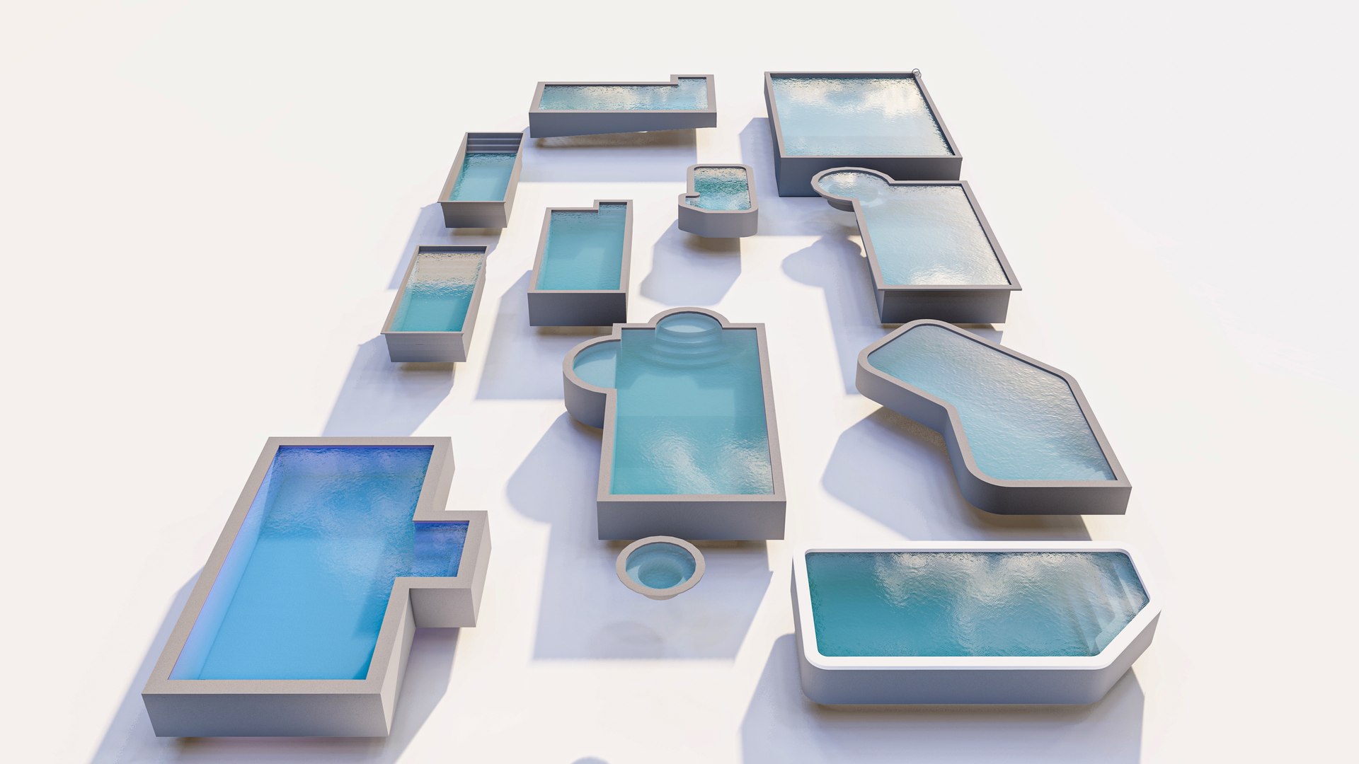 Modern Architectural Swimming Pool 3D Model Collection Model ...