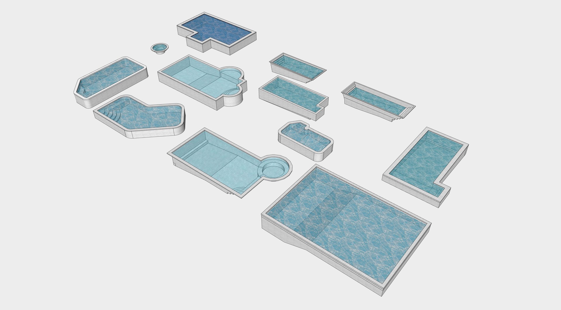 Modern Architectural Swimming Pool 3D Model Collection Model ...