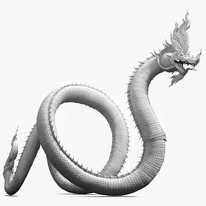 3D Serpent Naga Dragon White Statue