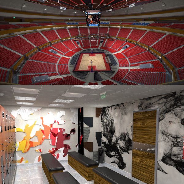 3D Basketball Arena and Locker Room