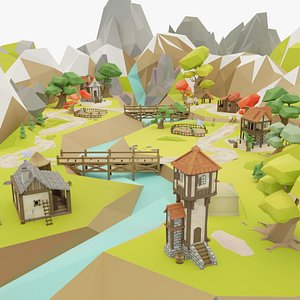 Middle Age PolyArt Environment Modular 3D