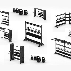 3D model Gym equipment pack of 9