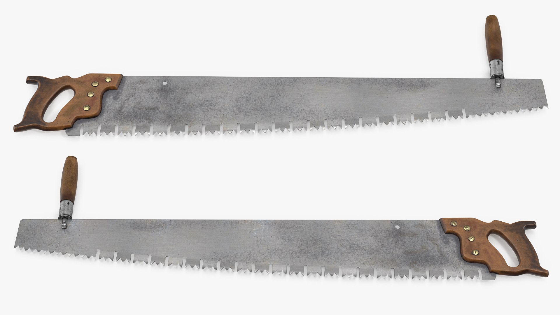 Antique One Man Crosscut Saw with Helper Handle 3D model preview