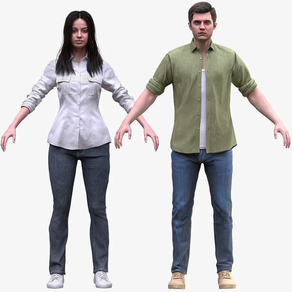 3D Man and Woman - Casual Outfit Collection model